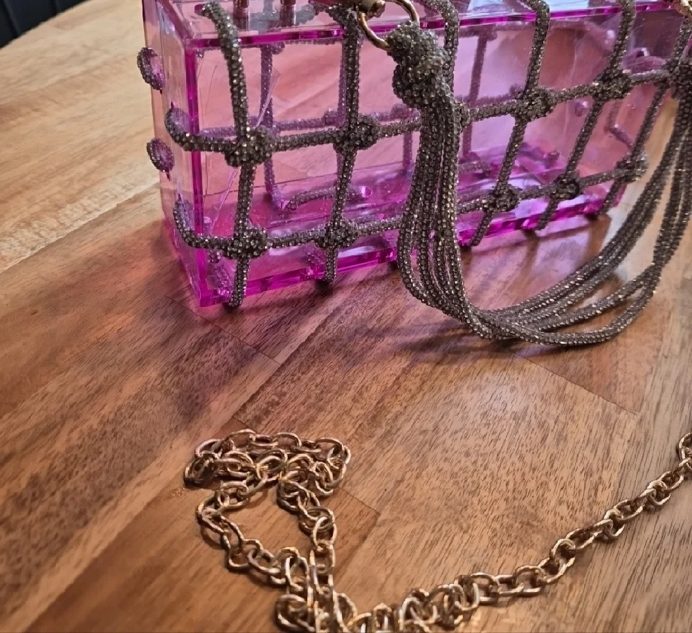 Purple Chain-Embellished Women's Bag - Picture 4 of 9